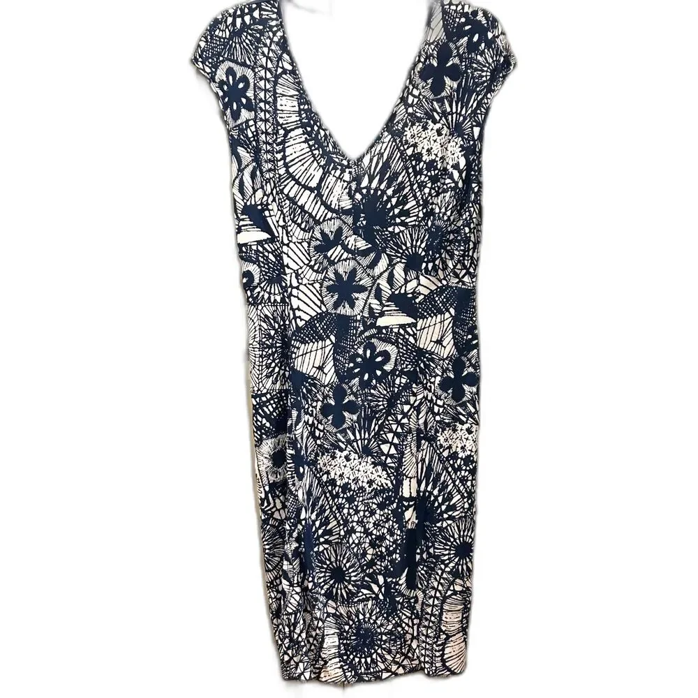 Tory Burch Baltic Sea V-Neck Dress - Size Medium